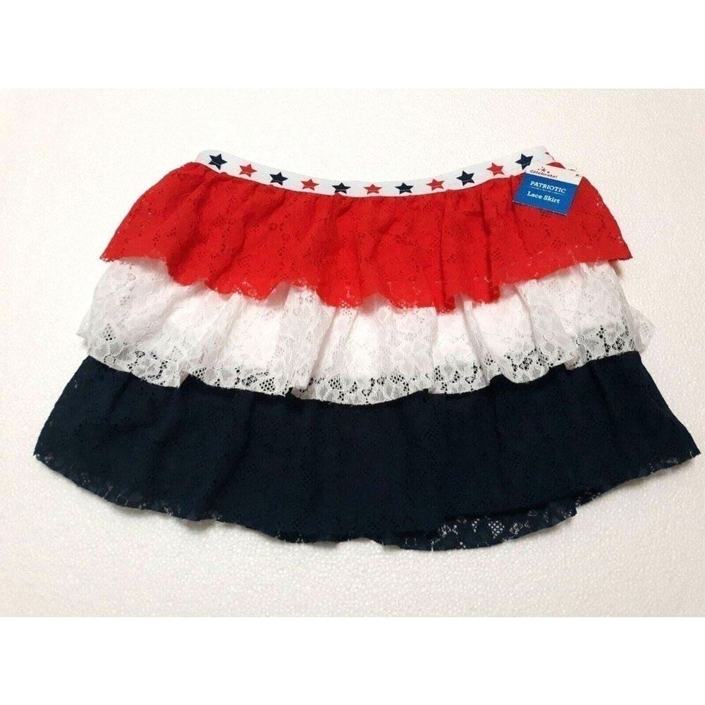 NWT Way To Celebrate Patriotic Girls Lace Skirt Sz 18 XXL/2XG